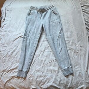 PUMA Jogger Sweatpants Mens Medium Gray Embossed Logo Gym Training Running